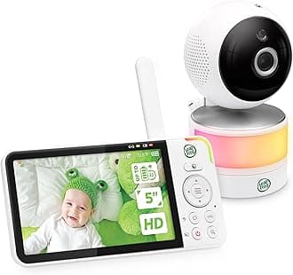 LF915HD Baby Monitor, 5” 720p Screen, 360° Pan & Tilt with 8X Zoom Camera, Color Night Vision, Night Light, Two-Way Intercom, Secure Transmission No WiFi