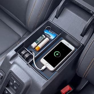 TOPINSTALL New Tray Compatible with 2021-2024 Ford Bronco & 2025 Bronco 2-Door ONLY, Full Size Bronco Armrest Storage Box Organizer ABS Plastic Blue Insert (Not for Sport Model & 25 4doors)