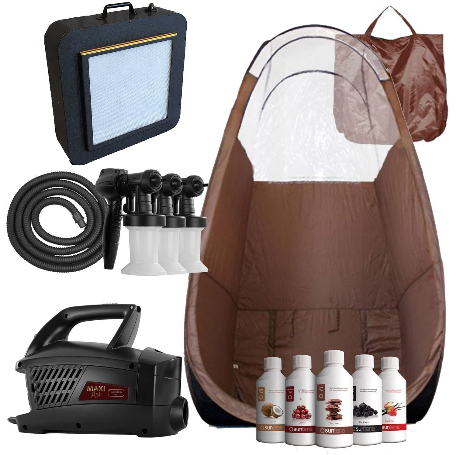 Maximist evolution TNT Deluxe Tanning Kit - Inc. Evolution TNT, extractor fan, Pop-up Tan Tent and Suntana Tan (Kit with Brown Tent)
