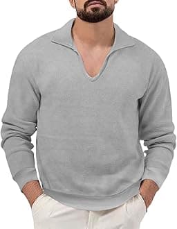 KonJim Mens Pullover Sweater Fashion U Neck Soft Knitted Sweaters Long Sleeve Knitted Pullover Sweaters Sweatshirt Plush Pullover Sweatshirts for Men Soft Cotton-Blend Jumper