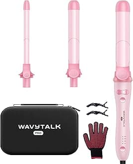 Rotating Curling Iron Set, Curlmaker Pro, Automatic Hair Curler with 3 Sizes Ceramic Barrel (0.5"-1"-1.25") for Tight & Spiral Curls and Beach Waves, Effortless Get Long-Lasting Styling, Pink
