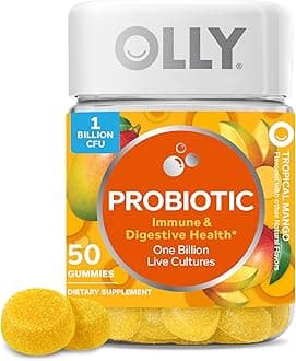 Probiotic Gummy, Immune and Digestive Support, 1 Billion CFUs, Chewable Probiotic Supplement, Mango, 25 Day Supply - 50 Count