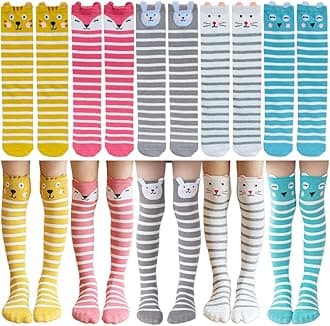 Toptim Little Girl's Knee High Socks Over Calf Kids Overknee Stockings Bow Style (K-5 Pairs)