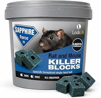Rat & Mouse Poison Bait Blocks 300g – Strong Single-Feed Rodenticide Bait with Brodifacoum 0.0025% – All-Weather Rat Poison Blocks & Mouse Bait Blocks Indoor Outdoor Use – Bait Station Required UK
