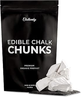 Chalkovsky Edible Chalk -Natural,Crunchy Belgorod Chalk Chunks - Russian Organic Chalk for Bone Strength, Eating - Zero Additives, No Impurities - White 7oz (200g)