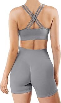 WodoWei Women 2 Piece Workout Outfits Sports Bra Seamless Leggings Yoga Gym Activewear Set