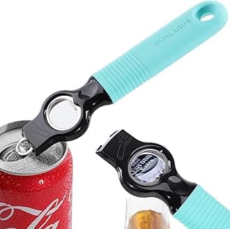 2-Pack Magnetic Beer Bottle Opener & Soda Can Opener, 2-in-1 Bottle Opener and Can Tab Opener Tool for Bartender, Long Nails, Arthritis, Seniors, Silicone Handle with Build in Magnet - Aqua