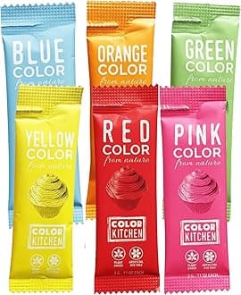 COLOR KITCHEN Food Coloring Vibrant 6 Pack – Plant-based | Artificial Dye-free | Gluten-free | Non-GMO | Vegan | for Frosting and Natural Healthy Baking | Soy free