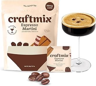 Espresso Martini Mix, Makes 12 Drinks, Skinny Cocktail & Mocktail Drink Mixers - Instant Coffee Packets - Real Coffee Martini Mix - Vegan Low-Carb, Low-Sugar, Non-GMO, Dairy Free,