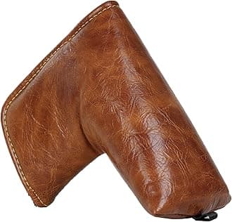 Craftsman Golf Premium Leather Brown Blade Mallet Putter Cover Driver Fairway Wood Headcover Cover Magnetic Closure