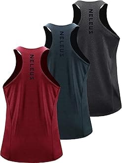 NELEUSMen's 3 Pack Dry Fit Y-Back Athletic Muscle Tank Top