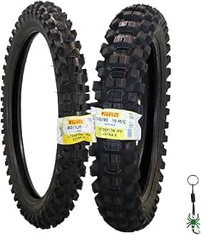 Scorpion MX32 Extra X Dirt Bike Front and Rear Motocross Tires Set with Keychain (80/100-21 F 110/90-19 R)