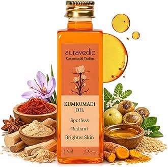 Auravedic Kumkumadi Oil Pure Saffron for Ultra Radiant Skin | Ayurvedic Oil for Dull, Dehydrated & Tired Skin | Lightweight Hydrating Formula for Smooth Texture | 3.38 Fl Oz (100ml)