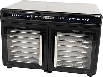 NESCO FD-16DZD Dual-Zone Food Dehydrator – 16 Stainless Steel Trays, Independent Temp & Timer, Keep Warm, Inner Light, Jerky, Fruit, Herbs, 1200W