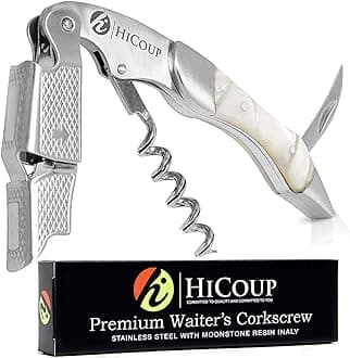 Waiters Corkscrew by HiCoup -Professional Stainless Steel with Moonstone Resin Inlay All-in-one Corkscrew, Bottle Opener and Foil Cutter, the Favoured Wine Opener of Sommeliers, Waiters and Bartenders