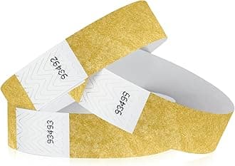 WristCo Gold 3/4" Tyvek Wristbands - 500 Pack Paper Wristbands for Events