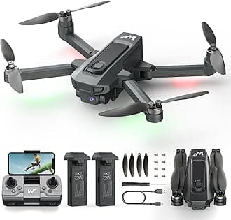 WF20 Drone with 1080P FPV Camera for Beginners, Foldable RC Quadcopter with Brushless Motor, Headless Mode, Adjustable Speed, One Key Take-off/Landing, Flight Path, 2 Batteries, Black
