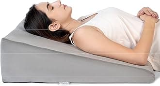 FOVERA Bed Wedge Pillow with Memory Foam, Back Support Cushion for Acid Reflux, GERD, Snoring, Post Surgery, Pregnancy and Relaxing in Bed (Velvet Grey, Medium - 26 x 24 x 7 Inch, Pack of 1)