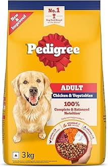 Pedigree Adult Dry Dog Food, Chicken & Vegetables, 3 kg, Contains 37 Essential Nutrients, 100% Complete & Balanced Food for Adult Dogs