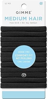 Gimme Beauty Medium Hold Hair Bands - Seamless Spandex & Nylon Ties for All Hair Types - Damage-Free, Comfort Fit Ponytail Holders - No-Crease Elastic Bands for Daily Use - 12 Pack, Black
