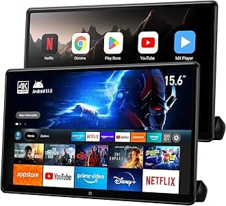 15.6 inch 4K Android Car TV Headrest Monitor for Cars Back seat Rear Entertainment System, Support Wireless Phone Link Touch Screen,with WiFi/Bluetooth/HDMI/USB/Video Player 4G+64G (2*PCs)