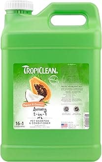 Tropiclean,2-in-1 Shampoo & Conditioner for Pets - Luxury 2 in 1 - Cleanses, Moisturises, Conditions Skin & Coat I For Dogs & Cats I Free from Parabens, Dye, Soap - Papaya & Coconut, 9.5 L