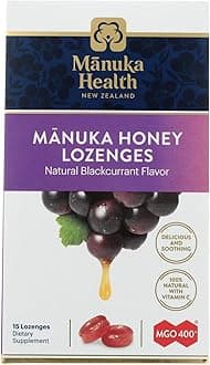 Manuka Honey Lozenges, Natural Blackcurrant, MGO 400+, 15 Lozenges