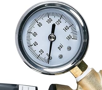 U.S. Solid Handle Adjustable Water Regulator Valve- 3/4" NH Thread NO Lead Brass Adjustable RV Pressure Regulator with Pressure Gauge and Water Filter Net