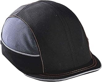 Safety Bump Cap, Baseball Hat Style, Comfortable Head Protection, Micro Brim, Skullerz 8950,Black, Factory