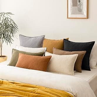 Foindtower Pack of 2, Decorative Linen Soild Throw Pillow Covers Soft Accent Lumbar Cushion Case Boho Farmhouse Pillowcase for Chair Couch Sofa Bedroom Living Room Home Decor 12 x 20 Inch Black