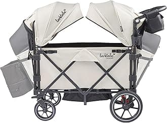 Larktale caravan V3, Newport Taupe - Stroller/Wagon for Kids & Babies - Seats 2 Passengers or 200 lbs. Total Weight Capacity. - Reclining Seats, Full-Coverage Sun Canopies, Height-Adjustable Handlebar