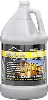 Armor AR350 Low Gloss Wet Look Concrete Sealer 1 Gallon - Professional Grade Color Enhancing Solvent Based Acrylic Sealer for Exterior Concrete and Pavers - 50 VOC