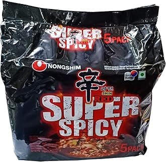 Red Super Spicy Instant Noodles, 4.23 oz ℮ 120 g, 5 Pack