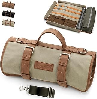 Bartender Bag (Without Tools) - Stylish, Waxed Canvas, Roll Up Traveling Bar Bag for Carrying Bar Tools and Cocktail Shaker Set with Shoulder Strap - Portable Travel Bartending Roll