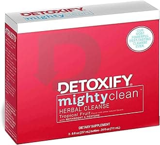Detoxify Might Clean Herbal Cleanse – Tropical Fruit Flavor – (3) x 8 oz bottles | Professionally Formulated, Great Tasting Herbal Cleanse | 4 Factor Full Cleansing System