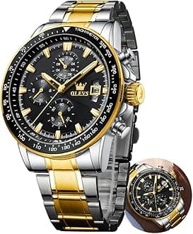 OUPINKE Watch for Men, Fashion Dress Mens Watches, Stainless Steel Waterproof Analog Quartz Wristwatch, Elegant Gifts for Him - Dad & Boyfriend