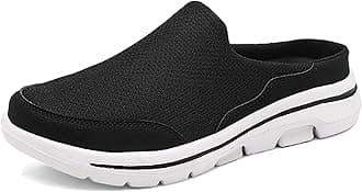 Slip On Mules & Clogs for Womens Mens Light Open Back Shoes Comfort Walking Shoes Breathable Slippers Closed Toe Slides Black/White