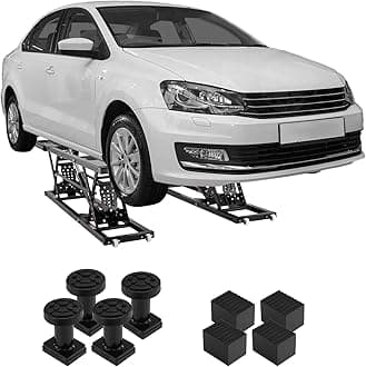 VEVOR Portable Car Lift - 5,000 LBS Capacity, Extended-Length Plates, 25.6" Max. Height, Heavy-Duty Carbon Steel Truck Lift with 120V Power Unit