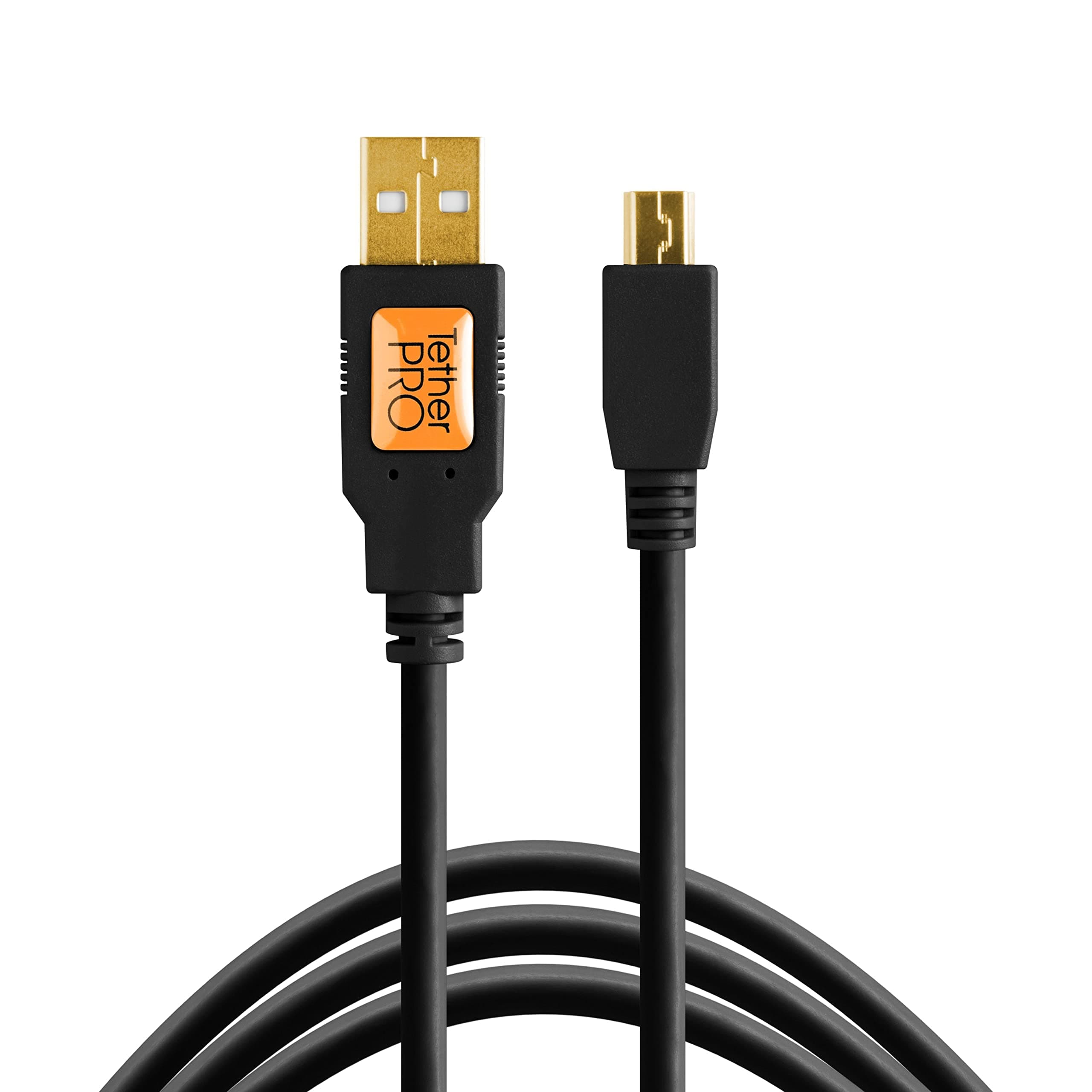 TetherPro USB 2.0 to Mini-B 5-Pin Cable | for Fast Transfer and Connection Between Camera and Computer | Non-Reflective Black | 15 Feet (4.6 m)