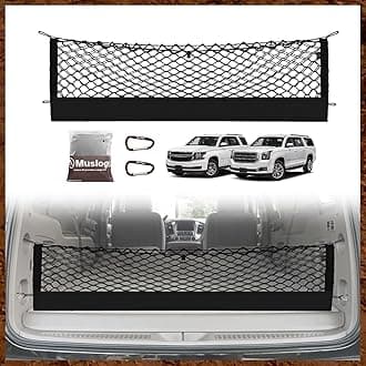 Truck Bed Cargo Net Trunk Netting Compatible with 2015-2020 Chevy Suburban | GMC Yukon XL Accessories, Pickup Cargo Organizer SUV Sedan Storage Net w/Heavy Duty Carabiners