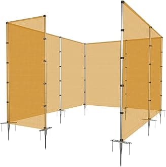 Patio Outdoor Fence Kit for Deck Backyard Yard Patio Temporary Removable Dog Fence Barrier Mesh Garden Chicken Freestanding Fencing with Stainless Poles Spikes 6'x124' Orange