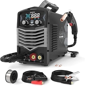 Sunstac MIG Welder, 140A 110V Flux Core/Stick/Lift TIG 3 in 1 MIG Welding Machine, Gasless MIG with IGBT Inverter Synergic Control, Digital Screen Display, Over Loading Protection Beginner Friendly