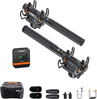 COMICA VM40 Combo Dual-Channel Wireless Shotgun Microphone, Professional Super Cardioid Video Mic, 32GB Storage, Safety Mode, Audio APP, Wireless Camera Mic for Filmmaking, Vlog, YouTube