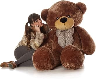 Teddy Bear with Neck Bow for Girls, Soft Toys for Girls & Kids Furry Soft Stuffed Spongy Plush Toy for Special Occasion Birthday, Anniversary, Valentine's Day (6 Feet) (Brown)