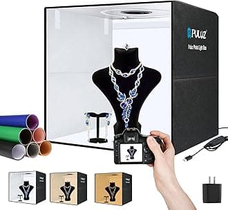 PULUZ Light Box Photography, 20x20 inch Large Photo Light Box with 200 LED Beads, CRI >95, Professional Portable Photo Booth Shooting Tent Kit with 12 Color Backdrops for Product Photography
