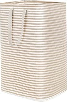 Lifewit 1 Pack Laundry Basket 80L Each, Collapsible Clothes Hamper with Reinforced Handles, Freestanding Waterproof Design for Bedroom and Laundry Room, Beige 80L Total