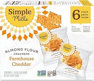 Simple Mills, Almond Flour Crackers, Farmhouse Cheddar, 6 Packs, 0.8 oz (23 g) Each