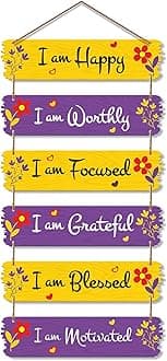 Artvibes Motivational Quotes Decorative Wall Art MDF Wall Hanger for Living Room | Bedroom | Office | Gift | Decoration Items for Home | Abstract Painting Wall Decor (WH_7403N),Set of 6 (Multi 3)