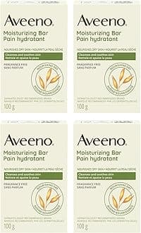 Aveeno Moisturizing Bar with Natural Colloidal Oatmeal for Dry Skin, Fragrance Free, 3 Oz (Pack of 4)
