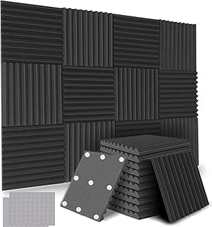 12 Pack Acoustic Panels, 12"X 12"X1" Sound Proof Foam Panels, High Density Soundproof Wall Panels for Home Studio, Acoustic Foam Wedges Absorbing Noise (Black)